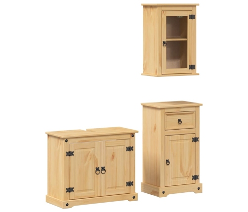 Juego de muebles de baño Corona 3 pzas madera maciza pino