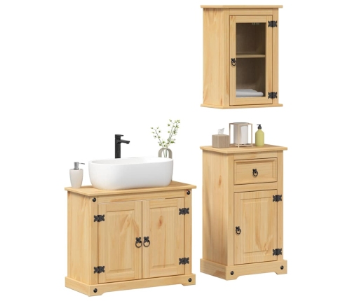 Juego de muebles de baño Corona 3 pzas madera maciza pino