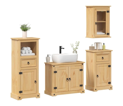 Juego de muebles de baño Corona 4 pzas madera maciza pino