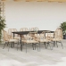 Juego comedor jardín 9 pzas cojines ratán sintético marrón