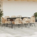 Juego comedor jardín 9 pzas cojines ratán sintético marrón