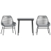 Juego comedor jardín 3 pzas cojines ratán sintético vidrio gris