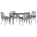 Juego comedor jardín 5 pzas cojines ratán sintético vidrio gris