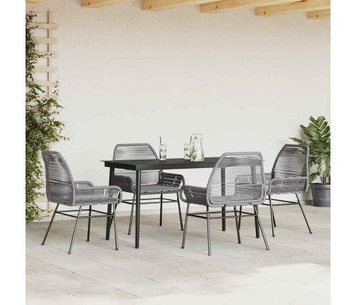 Juego comedor jardín 5 pzas cojines ratán sintético vidrio gris