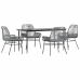 Juego comedor jardín 5 pzas cojines ratán sintético vidrio gris