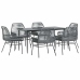 Juego comedor jardín 7 pzas cojines ratán sintético vidrio gris