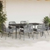 Juego comedor jardín 7 pzas cojines ratán sintético vidrio gris
