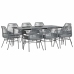 Juego comedor jardín 9 pzas cojines ratán sintético vidrio gris