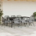 Juego comedor jardín 9 pzas cojines ratán sintético vidrio gris
