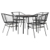 Juego de comedor jardín 5 piezas ratán sintético vidrio negro