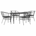Juego de comedor jardín 5 piezas cojines ratán sintético negro