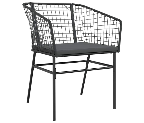 Juego de comedor jardín 5 piezas cojines ratán sintético negro