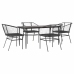 Juego de comedor jardín 5 piezas cojines ratán sintético negro
