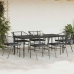Set de comedor de jardín 7 piezas cojines ratán sintético negro