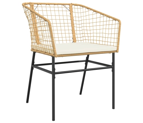 Juego de comedor jardín 5 piezas cojines ratán sintético marrón