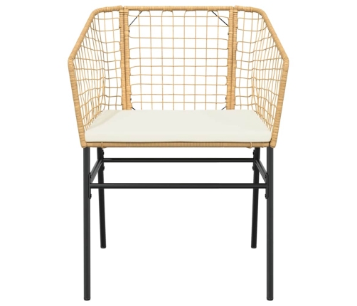 Juego de comedor jardín 5 piezas cojines ratán sintético marrón