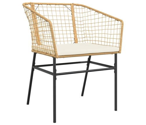 Juego de comedor jardín 5 piezas cojines ratán sintético marrón