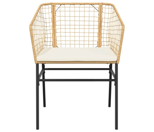 Juego de comedor jardín 5 piezas cojines ratán sintético marrón