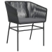 Set comedor jardín 3 pzas cojines ratán sintético vidrio negro