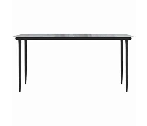 Juego de comedor jardín 5 piezas cojines ratán sintético negro