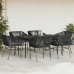 Set de comedor de jardín 7 piezas cojines ratán sintético negro