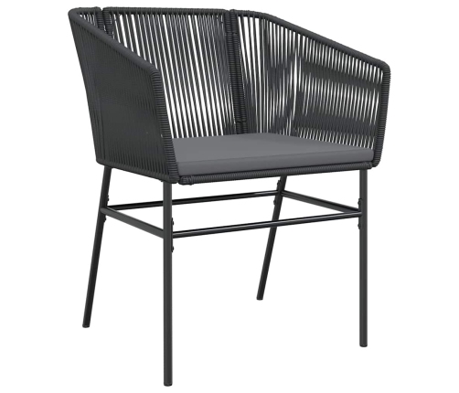 Set de comedor de jardín 7 piezas cojines ratán sintético negro