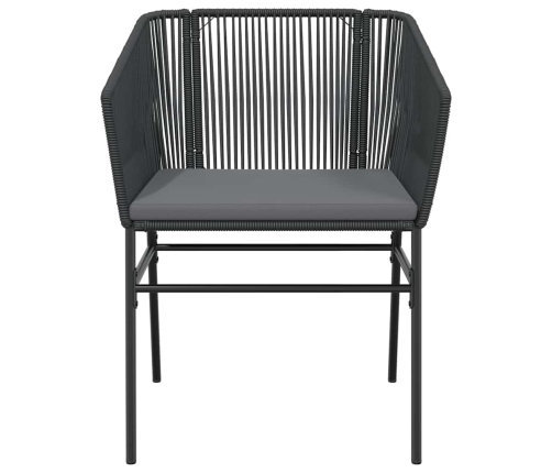 Set de comedor de jardín 7 piezas cojines ratán sintético negro