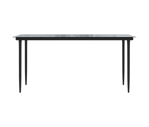 Set de comedor de jardín 7 piezas cojines ratán sintético negro