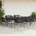 Set de comedor de jardín 7 piezas cojines ratán sintético negro