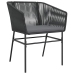 Set de comedor de jardín 7 piezas cojines ratán sintético negro