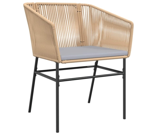 Juego de comedor jardín 5 piezas cojines ratán sintético marrón
