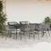 Juego comedor jardín 7 pzas cojines ratán sintético vidrio gris