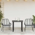 Set comedor jardín 3 pzas cojines ratán sintético vidrio negro