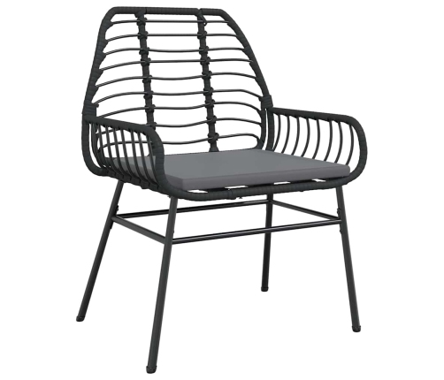 Set comedor jardín 3 pzas cojines ratán sintético vidrio negro