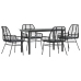 Juego de comedor jardín 5 piezas cojines ratán sintético negro