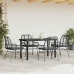 Juego de comedor jardín 5 piezas cojines ratán sintético negro
