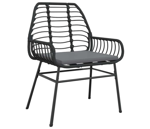 Juego de comedor jardín 5 piezas cojines ratán sintético negro