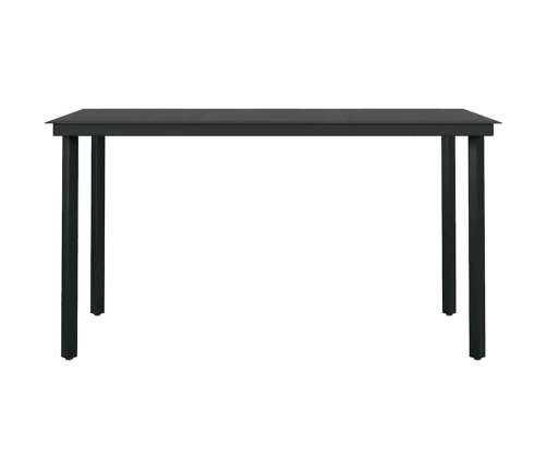 Juego de comedor jardín 5 piezas cojines ratán sintético negro