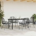 Juego de comedor jardín 5 piezas cojines ratán sintético negro