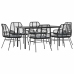 Set de comedor de jardín 7 piezas cojines ratán sintético negro