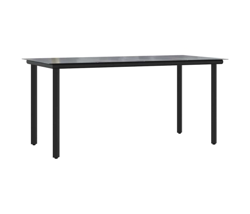 Set de comedor de jardín 7 piezas cojines ratán sintético negro