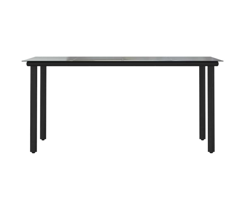 Set de comedor de jardín 7 piezas cojines ratán sintético negro