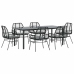 Set de comedor de jardín 7 piezas cojines ratán sintético negro