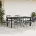 Set de comedor de jardín 7 piezas cojines ratán sintético negro