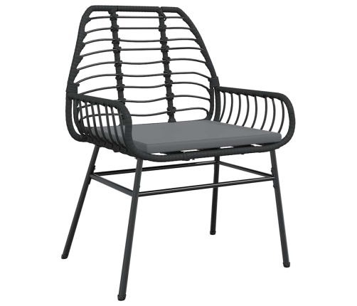 Set de comedor de jardín 7 piezas cojines ratán sintético negro