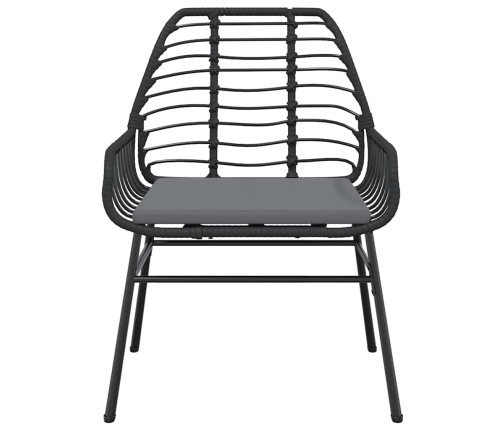 Set de comedor de jardín 7 piezas cojines ratán sintético negro