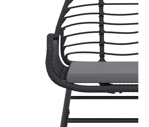 Set de comedor de jardín 7 piezas cojines ratán sintético negro