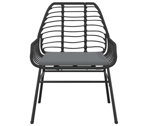 Set de comedor jardín 9 piezas cojines ratán polivinílico negro