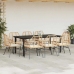 Juego comedor jardín 9 pzas cojines ratán sintético marrón