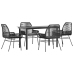 Juego de comedor jardín 5 piezas cojines ratán sintético negro